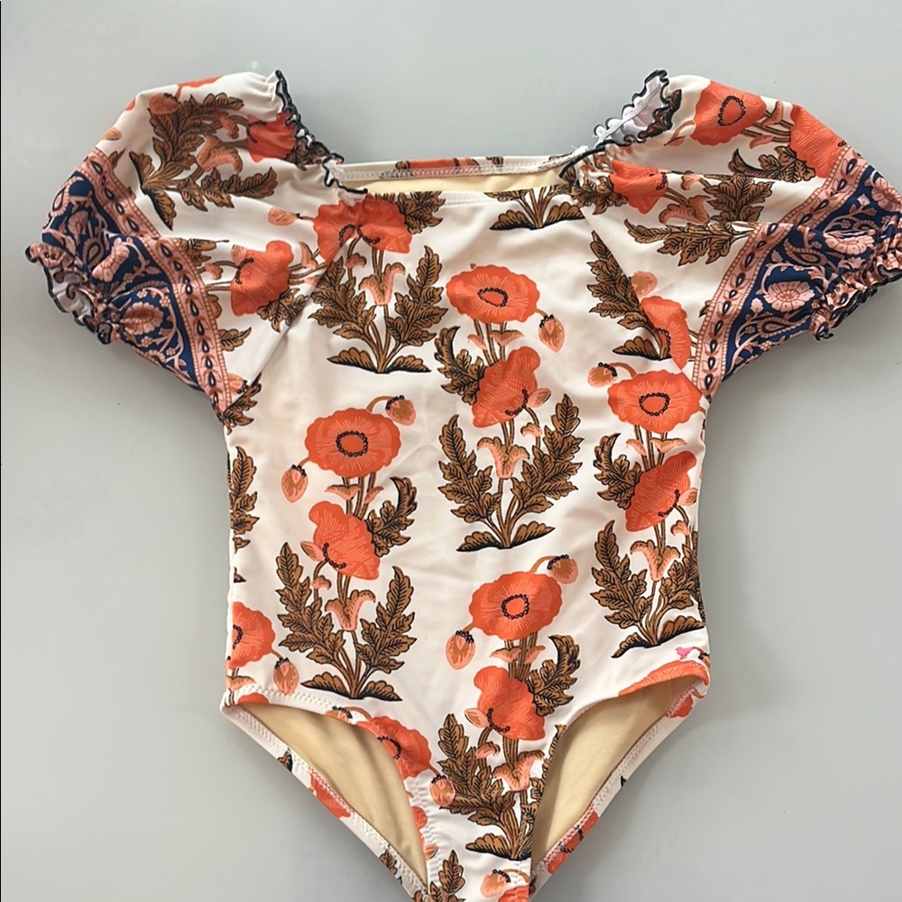 Pink Chicken Floral Puff Sleeve swimsuit